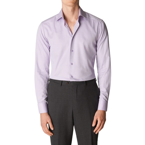Eton Contemporary Fit Pin Dot Dobby Dress Shirt Purple Size 15.5 - Picture 1 of 2